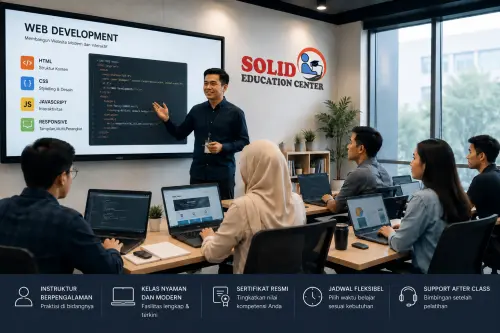 Dokumentasi kegiatan pelatihan dengan peserta di ruang kelas